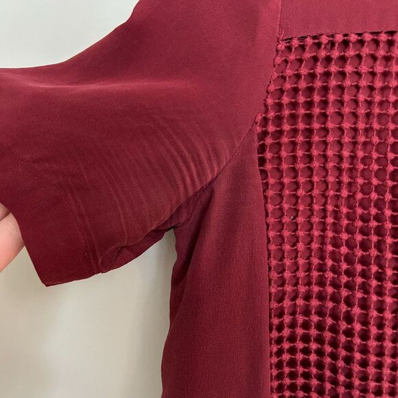 Madewell Burgundy Maroon Crochet and Silk Top - Picture 9 of 10